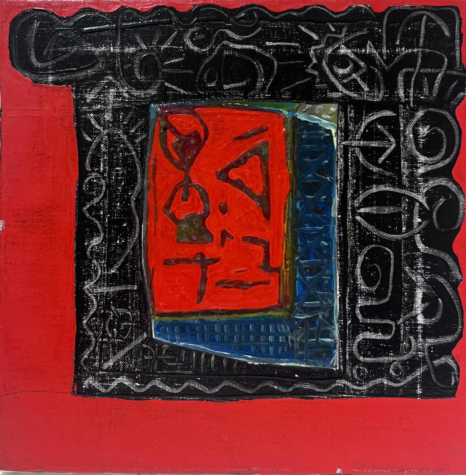 French Expressionist Abstract Red and Black Painting Artists Studio Provenance For Sale 2