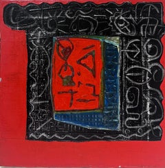 French Expressionist Abstract Red and Black Painting Artists Studio Provenance
