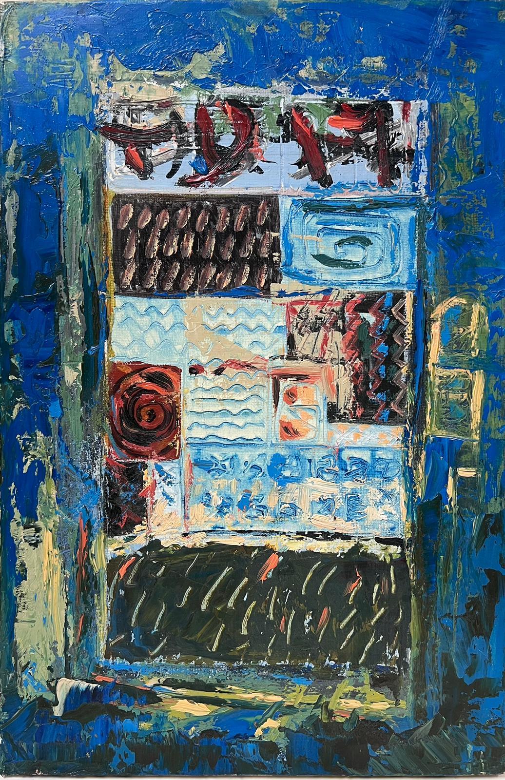 Jacques Coulais (1955-2011) Abstract Painting - French Expressionist Blue Abstract Original Painting Artists Studio Provenance 