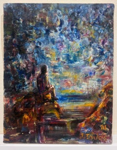 French Expressionist Figure Gazing Into The Sunset Reflection Studio Provenance