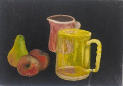 Vintage French Expressionist Still Life Of Fruit and Jugs Artists Studio Provenance