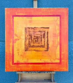 Very Large French Expressionist Abstract Original Painting Bright Orange Colors