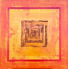 Very Large French Expressionist Abstract Original Painting Bright Orange Colors