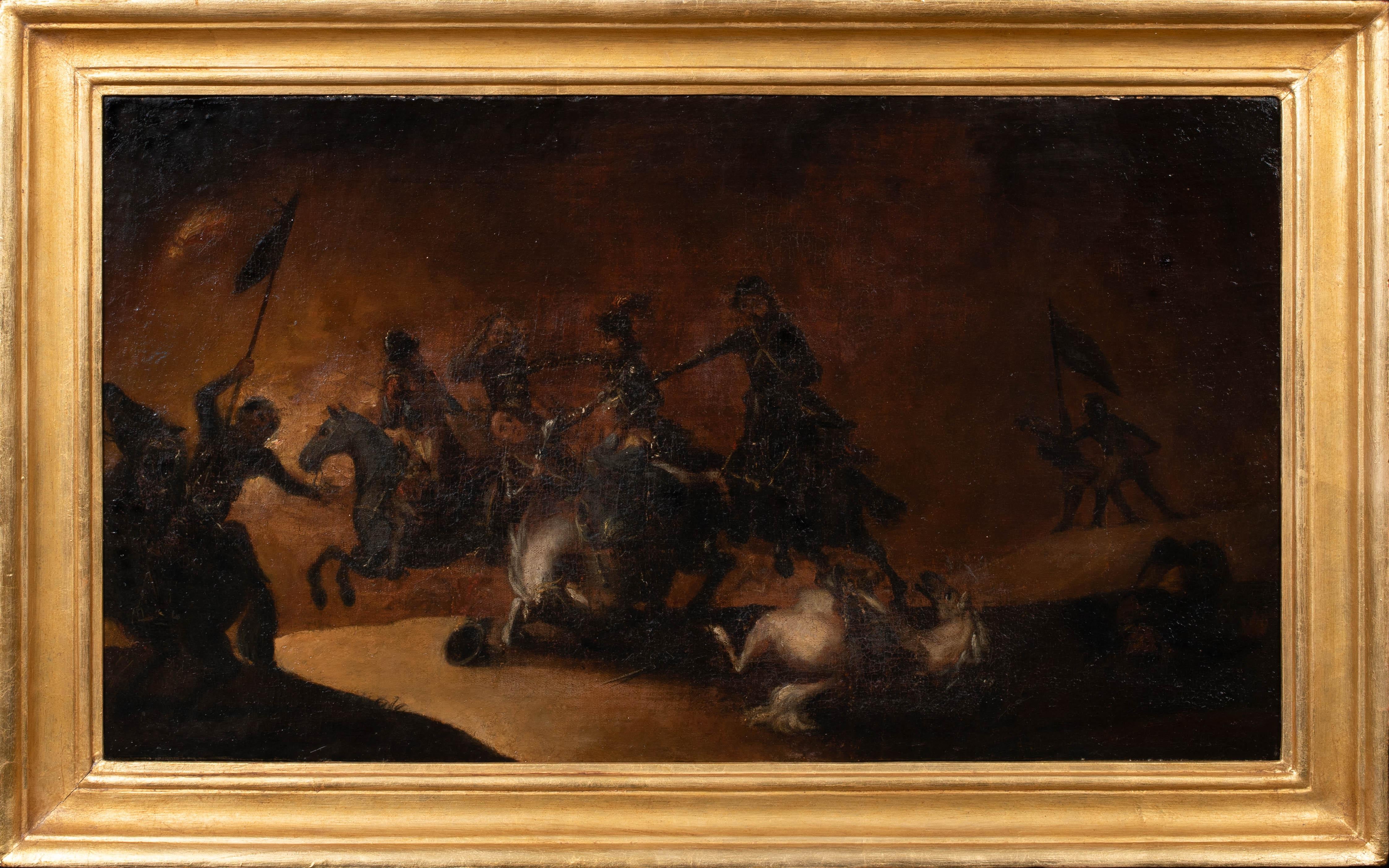 Jacques Courtois Portrait Painting – Carvaly Skirmish At Night, 17. Jahrhundert