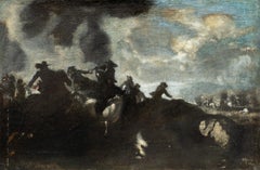 Circle of Il Borgognone 17th century Italian Baroque Cavalry Battle Scene