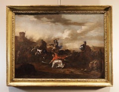 Pair Battle Scenes Courtois Paints 17th Century Oil on canvas Old master Italy