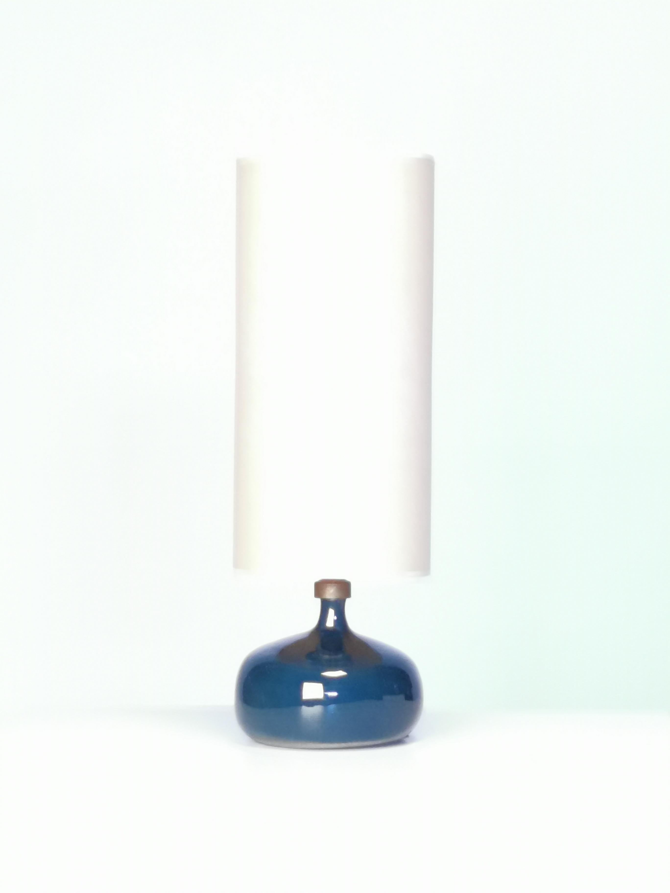 Jacques and Dani Ruelland, Dark Blue Enameled Table Lamp, 1960s 1