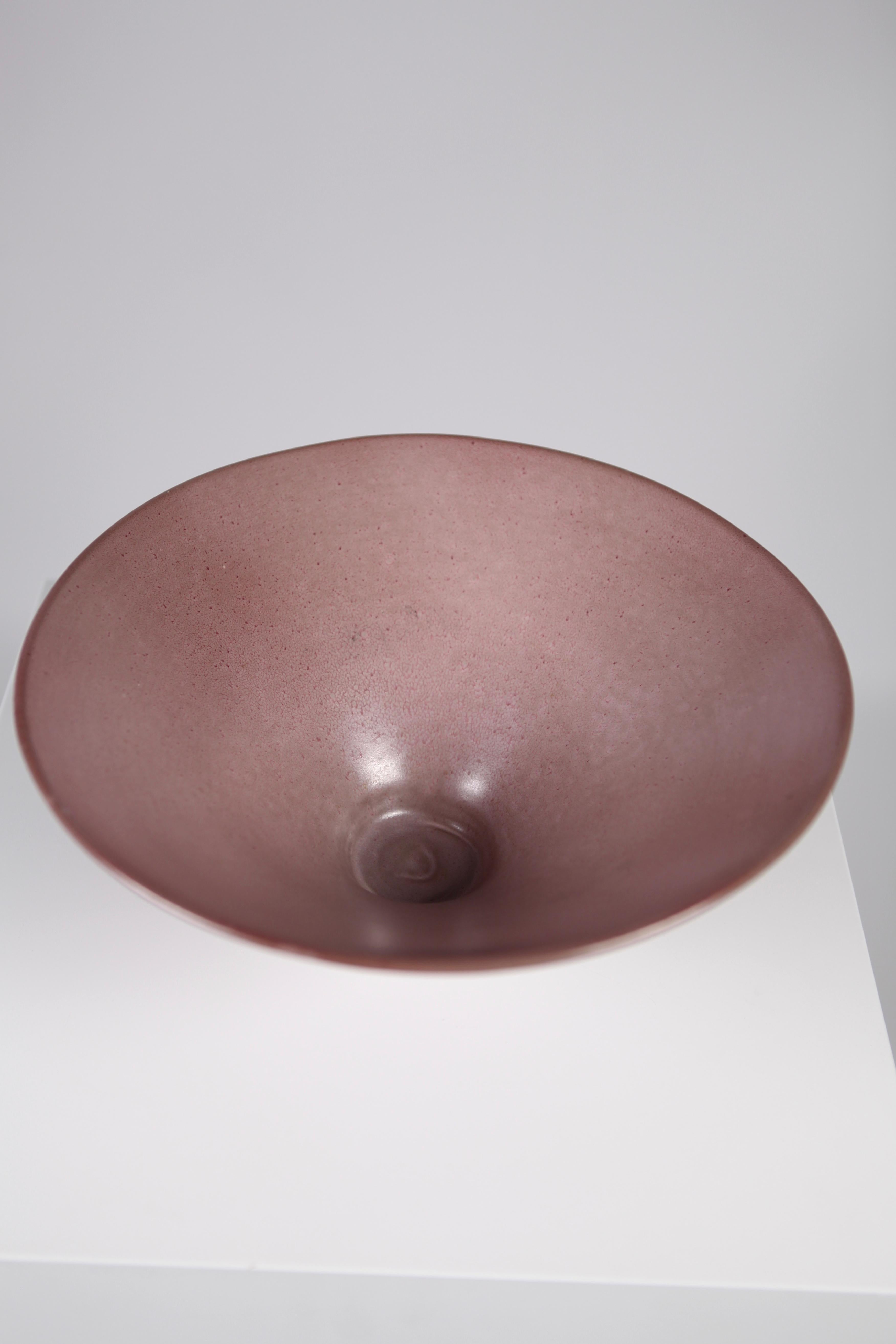 French Jacques & Dani Ruelland, Large Lilac Cylindrical Bowl, France, 1960s