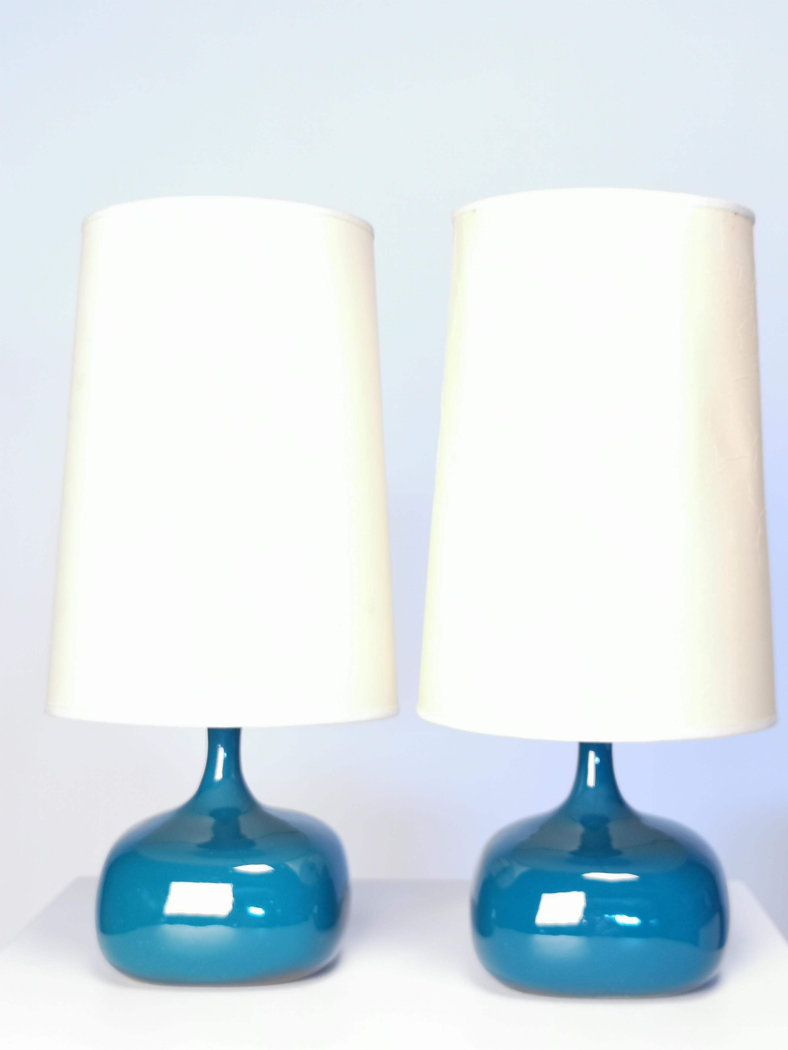 Jacques & Dani Ruelland, Pair of Glazed Table Lamps, France, 1960s 2