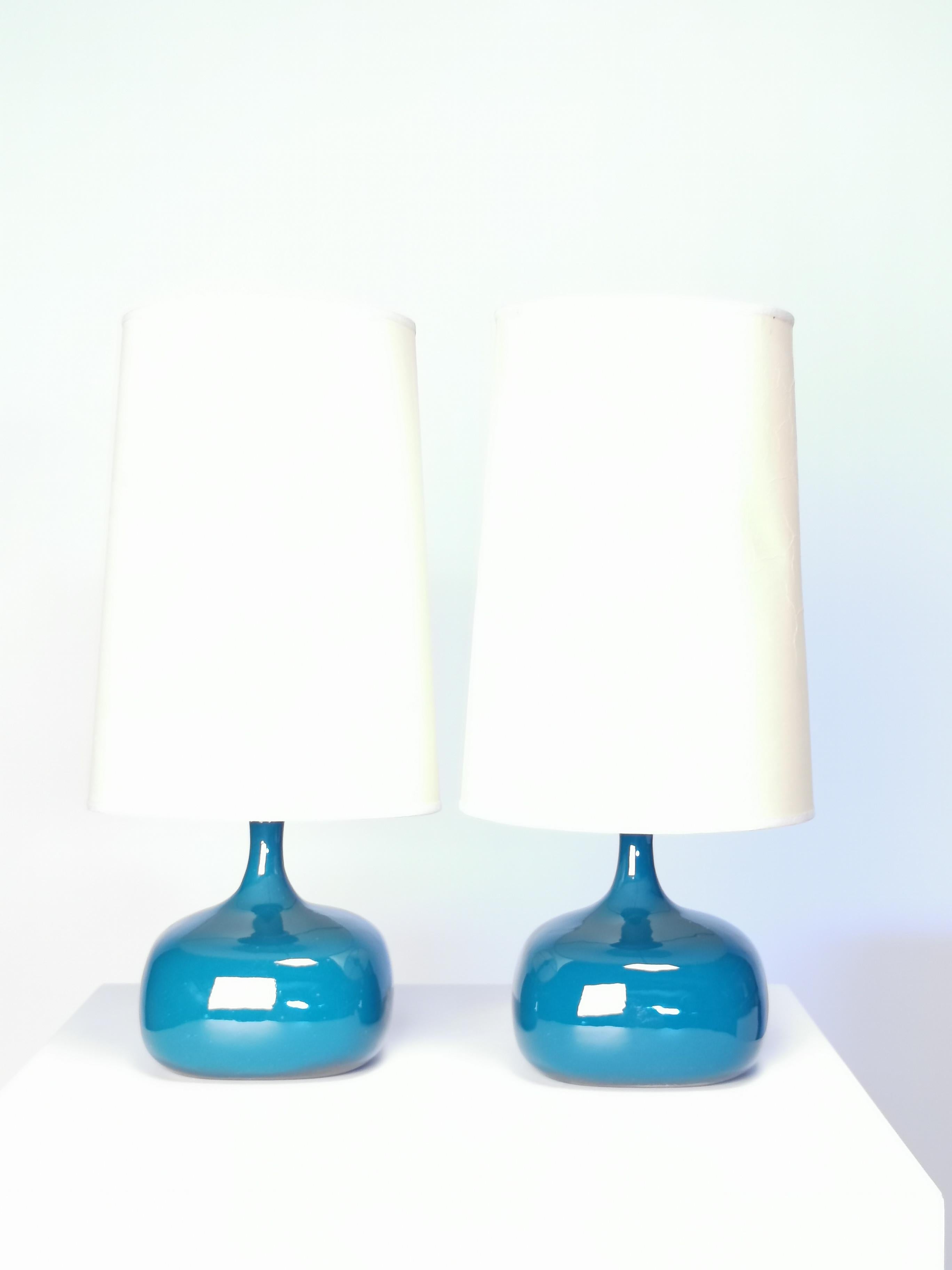 Jacques & Dani Ruelland, Pair of Glazed Table Lamps, France, 1960s 3