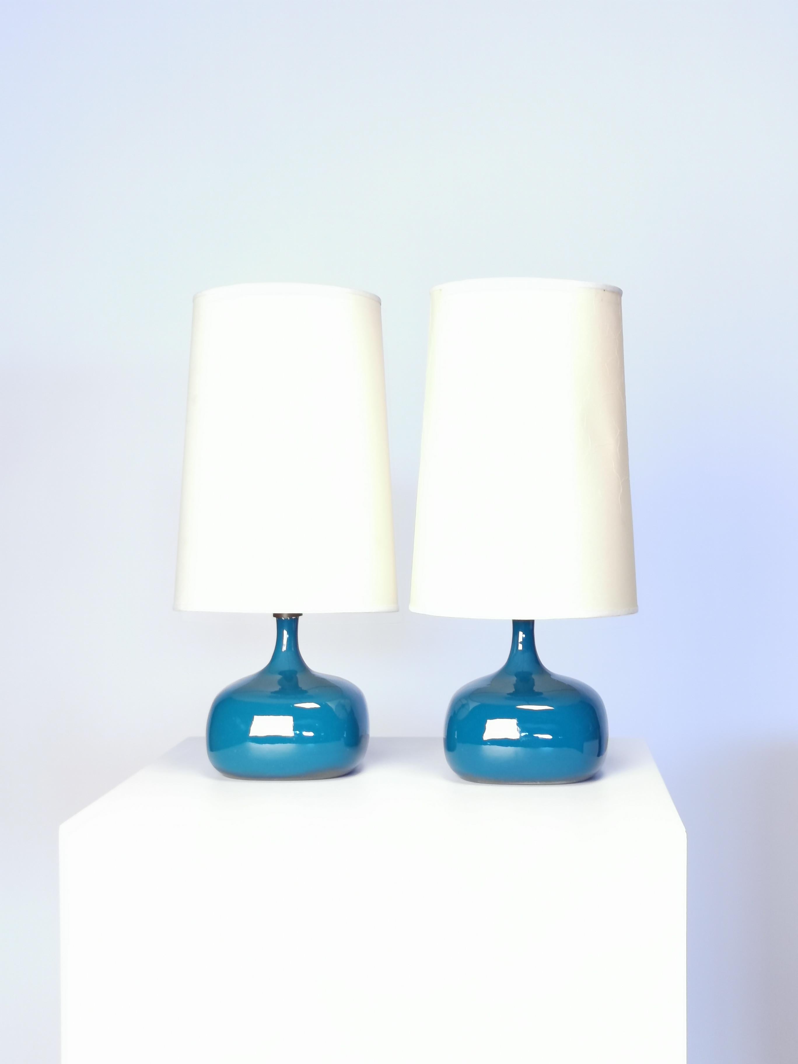 Jacques & Dani Ruelland, Pair of Glazed Table Lamps, France, 1960s 4