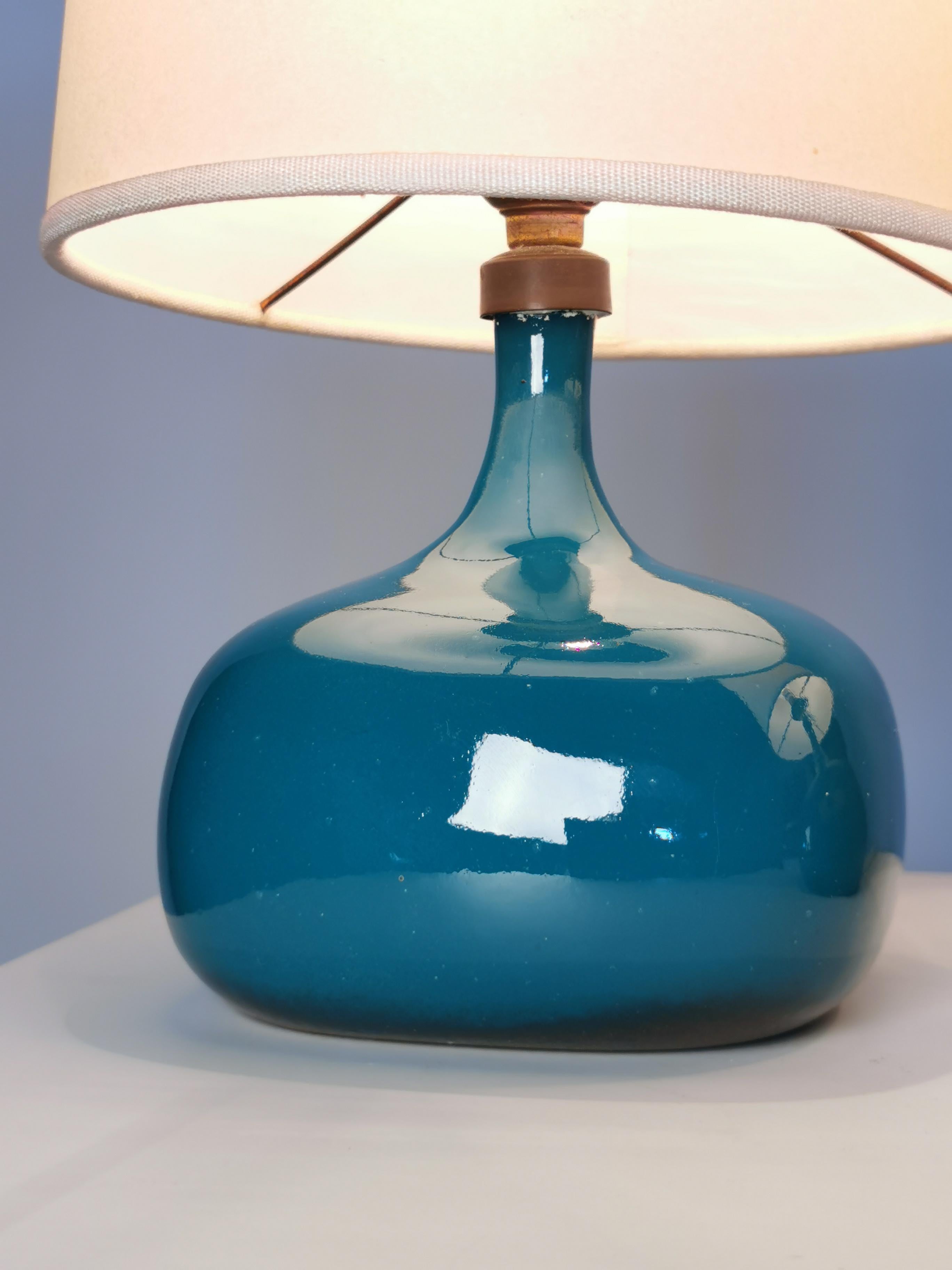 Enameled Jacques & Dani Ruelland, Pair of Glazed Table Lamps, France, 1960s