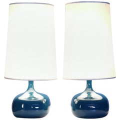 Jacques & Dani Ruelland, Pair of Glazed Table Lamps, France, 1960s