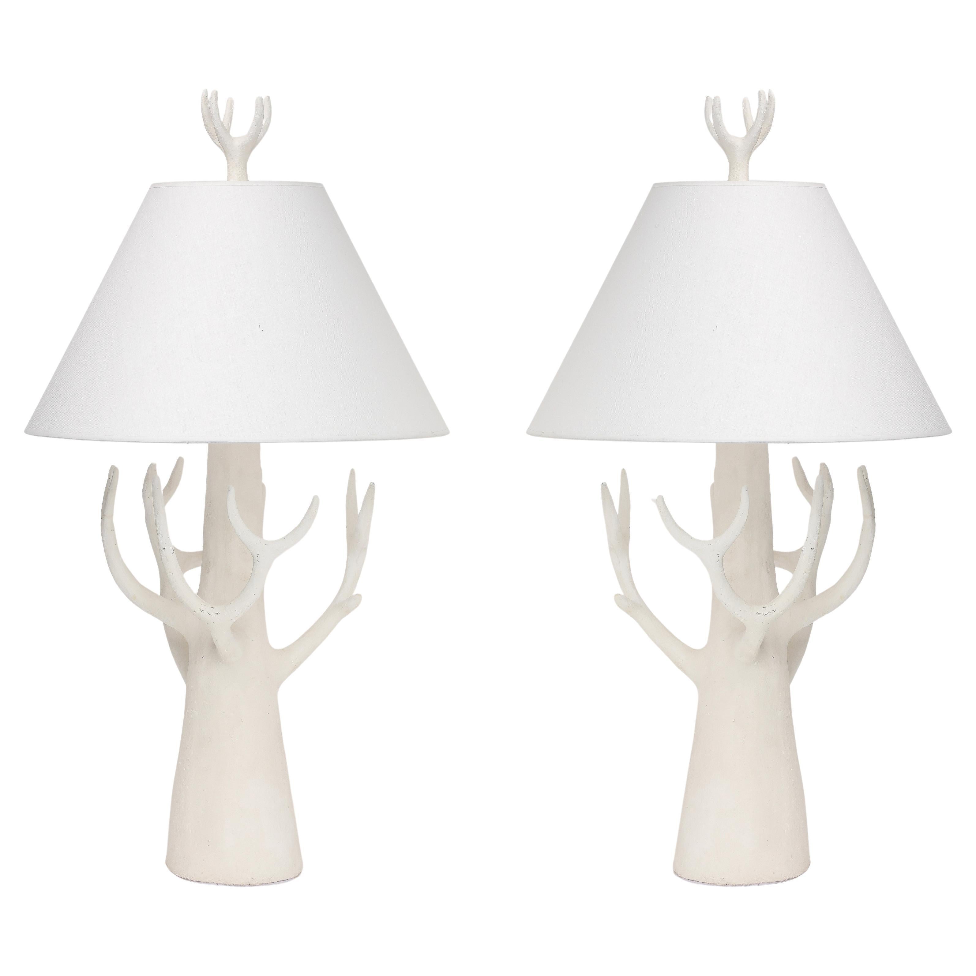 Jacques Darbaud Ceramic Table Lamps "Tree" For Sale