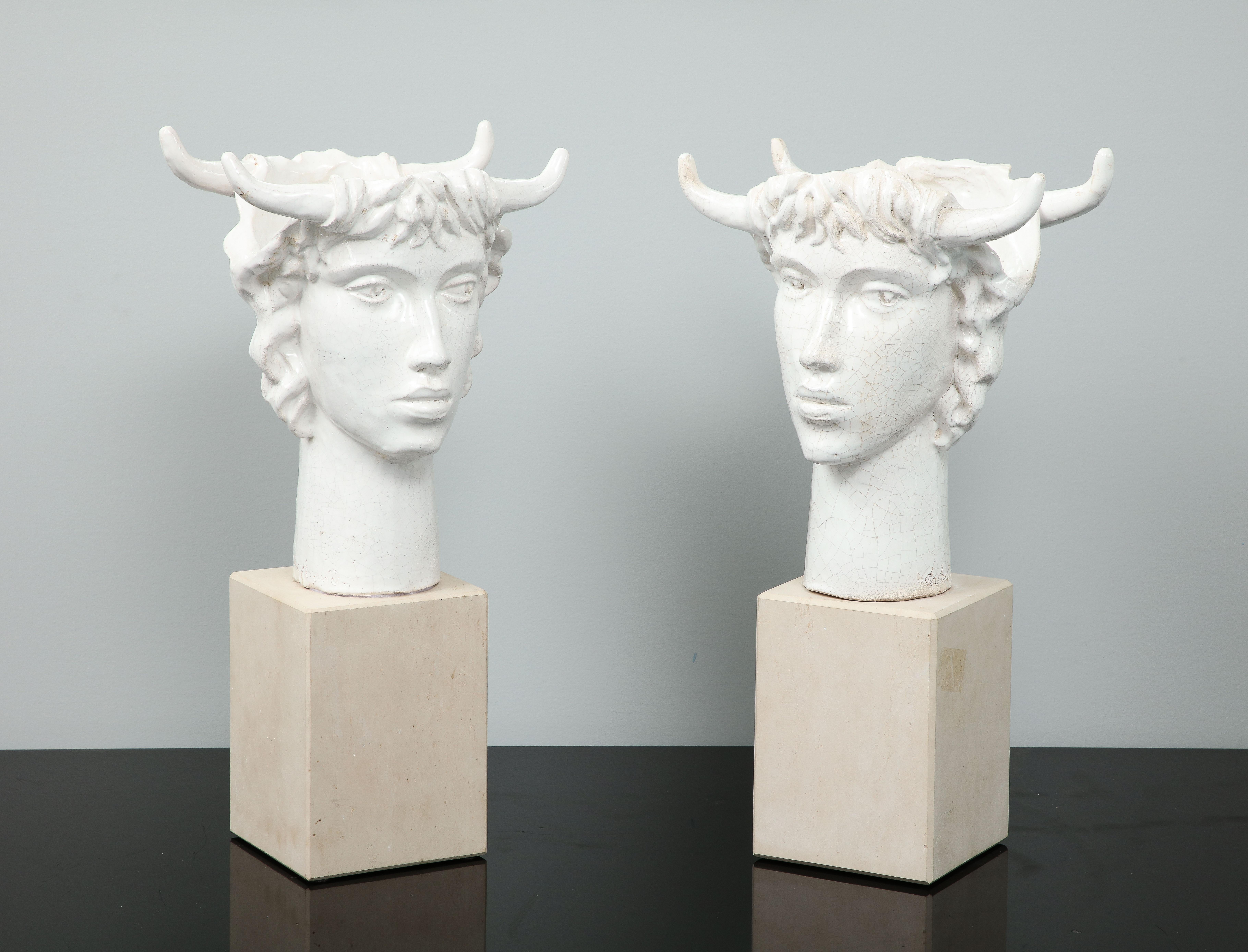 Paire de lampes de table sculpturales en céramique de Jacques Darbaud en vente 1