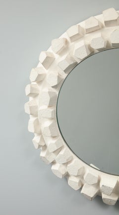 Jacques Darbaud White Plaster Mirror