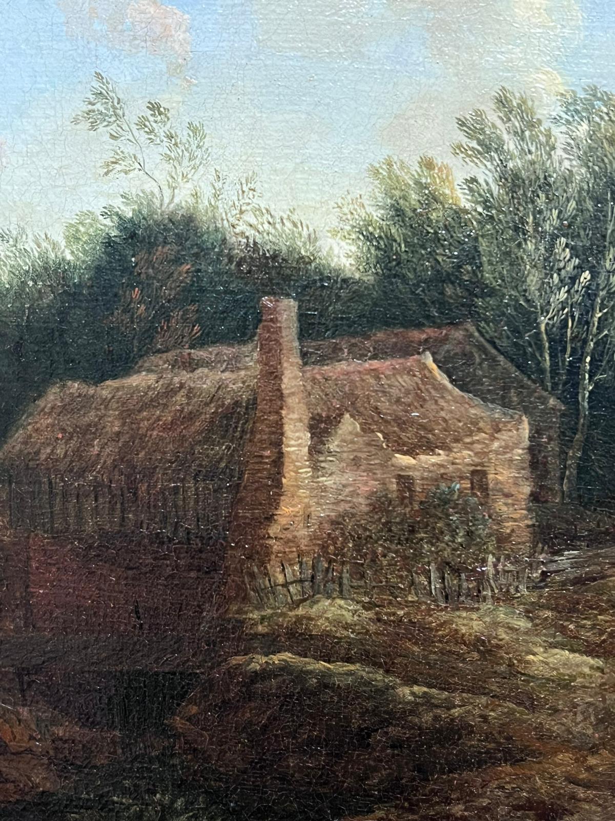 Belle peinture à l'huile de maître flamande du 17e siècle, paysage de campagne avec voyageurs - Noir Landscape Painting par Jacques d'Arthois