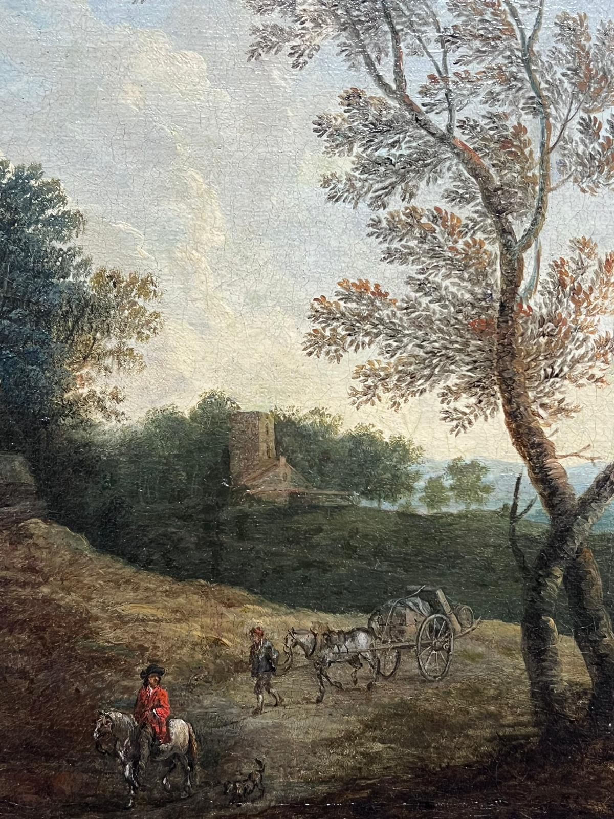 Fine 17th Century Flemish Old Master Oil Painting Travellers Country Landscape For Sale 2
