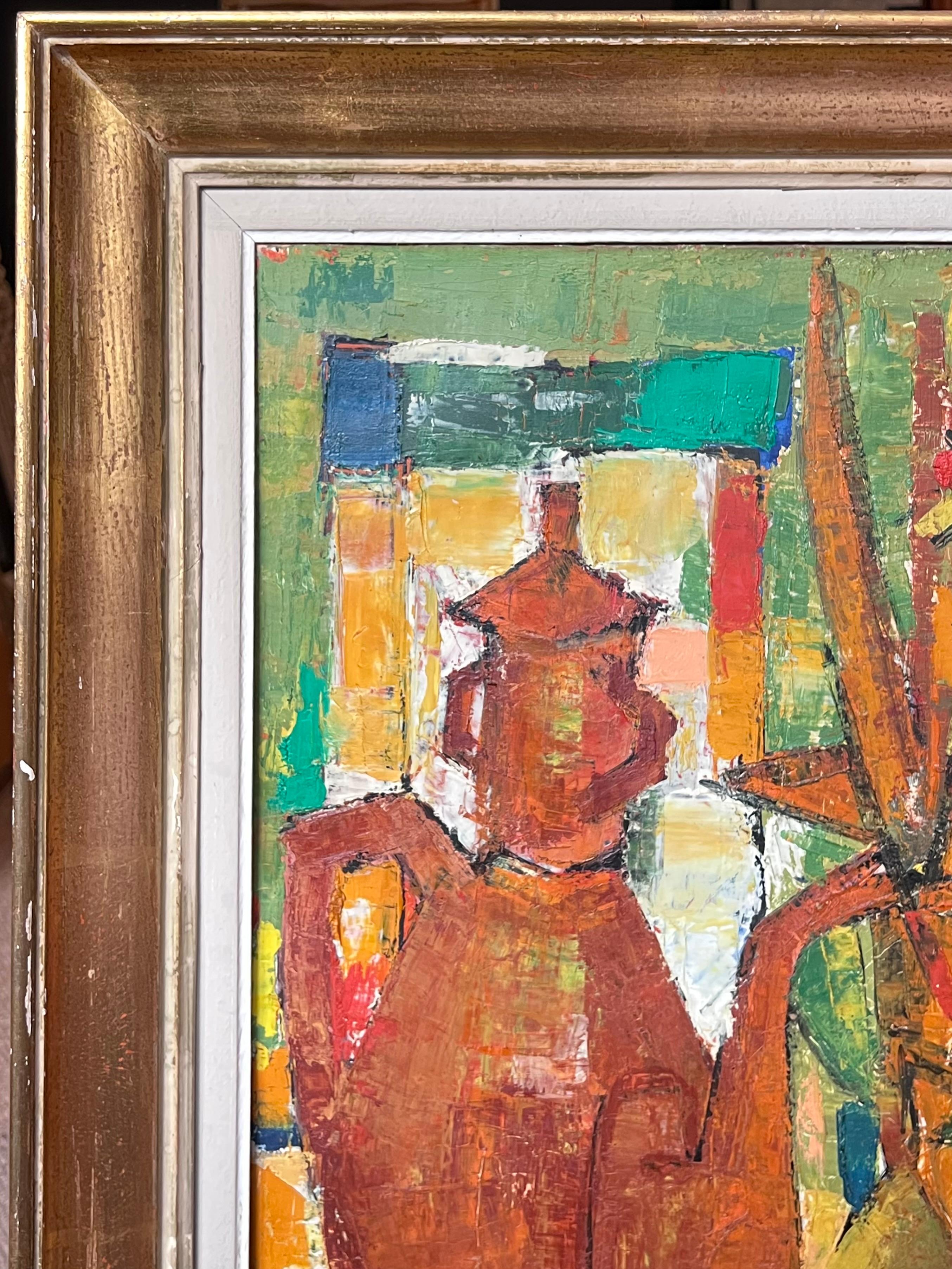1950er Jahre Französisch Modernist signiert Ölgemälde Stillleben Küche Tisch Objects im Angebot 2
