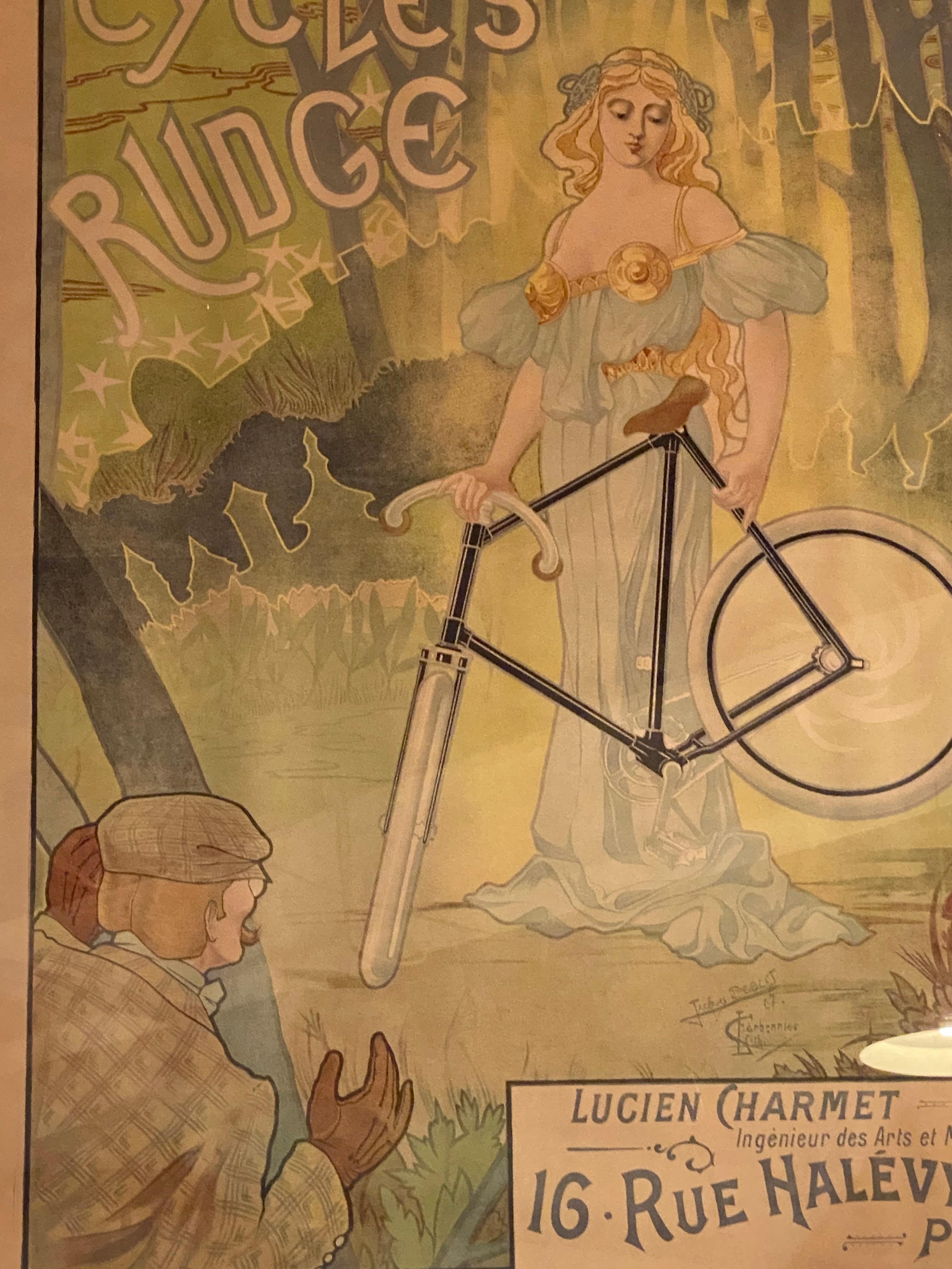 Jacques Debut Cycles Rudge Lucien Charmet Vintage Poster Framed In Good Condition In Stamford, CT