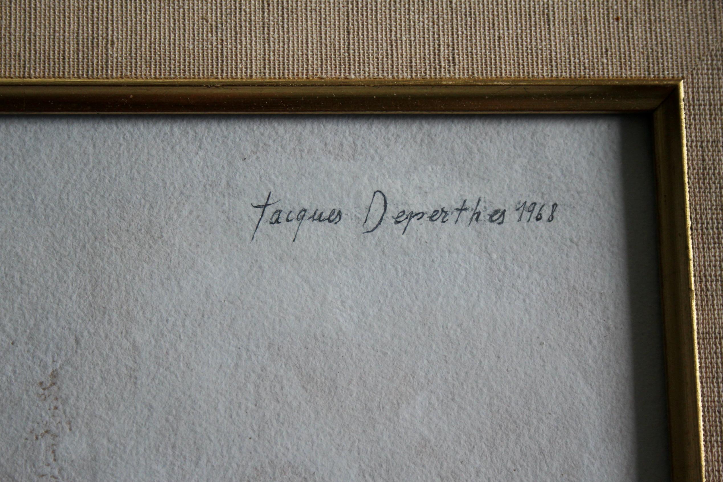 Mid-20th Century Jacques Deperthes ink on paper For Sale