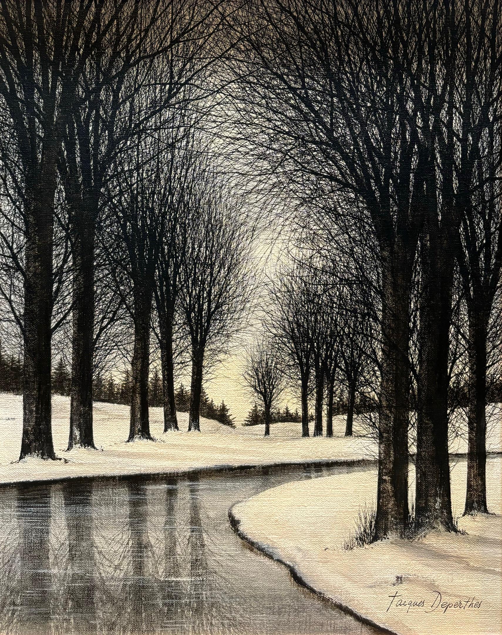 Jacques Deperthes était un peintre français connu pour ses paysages évocateurs, en particulier les scènes qui capturent la beauté tranquille de la nature pendant l'hiver. Né en 1936, Deperthes a développé un style qui combine le réalisme avec une