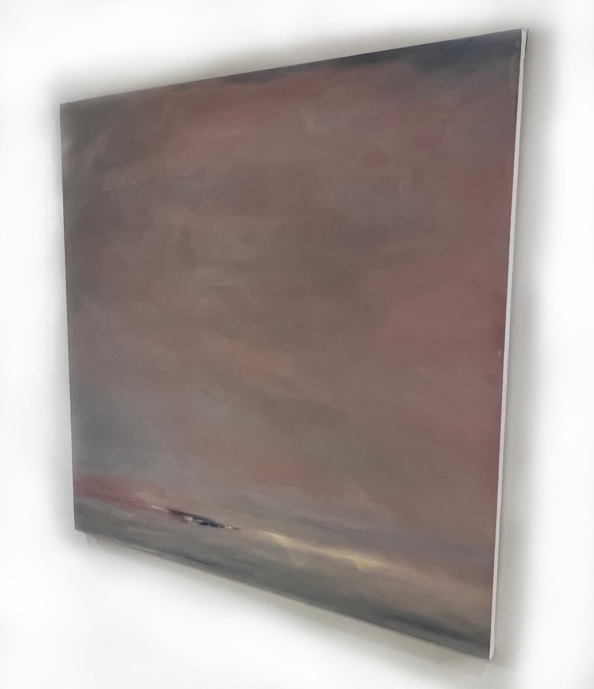 Distant Sound, XL moody pink horizon landscape, acrylic on canvas, 2022 - Painting by Jacques Descoteaux
