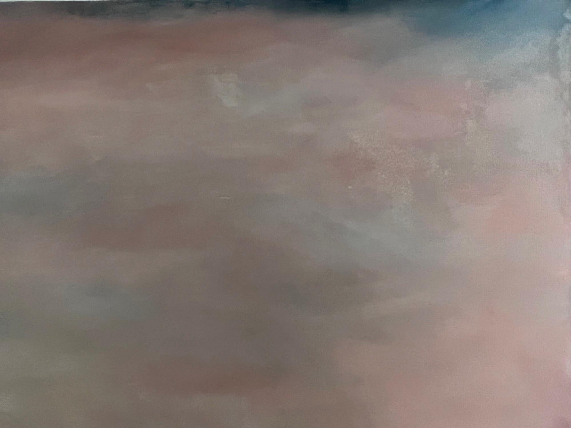 Distant Sound, XL stimmungsvolle rosa Horizontlandschaft, Acryl auf Leinwand, 2022 im Angebot 1