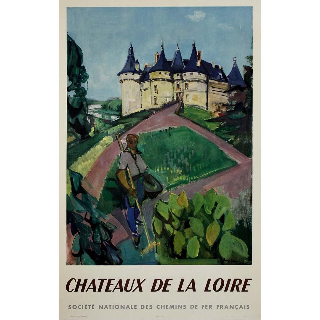 1953 affiche de voyage de Jacques Despierre - Châteaux de la Loire SNCF