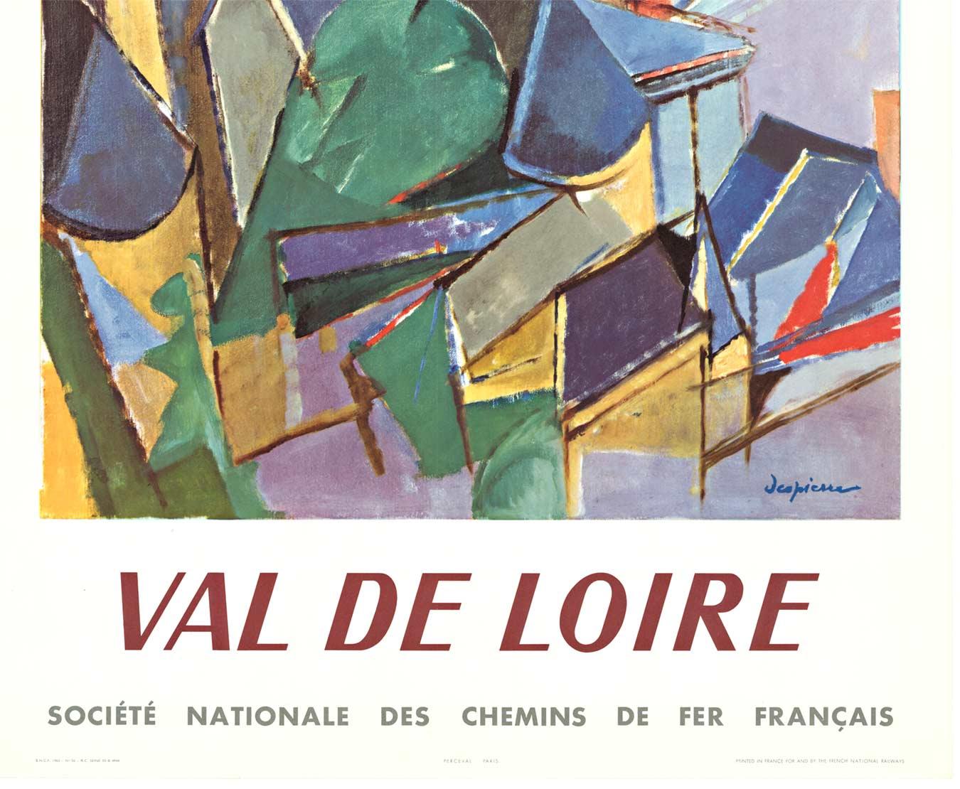 Vintage-Poster von Val de Loire, SNCF Französische Eisenbahnen (Kubismus), Print, von Jacques Despierre