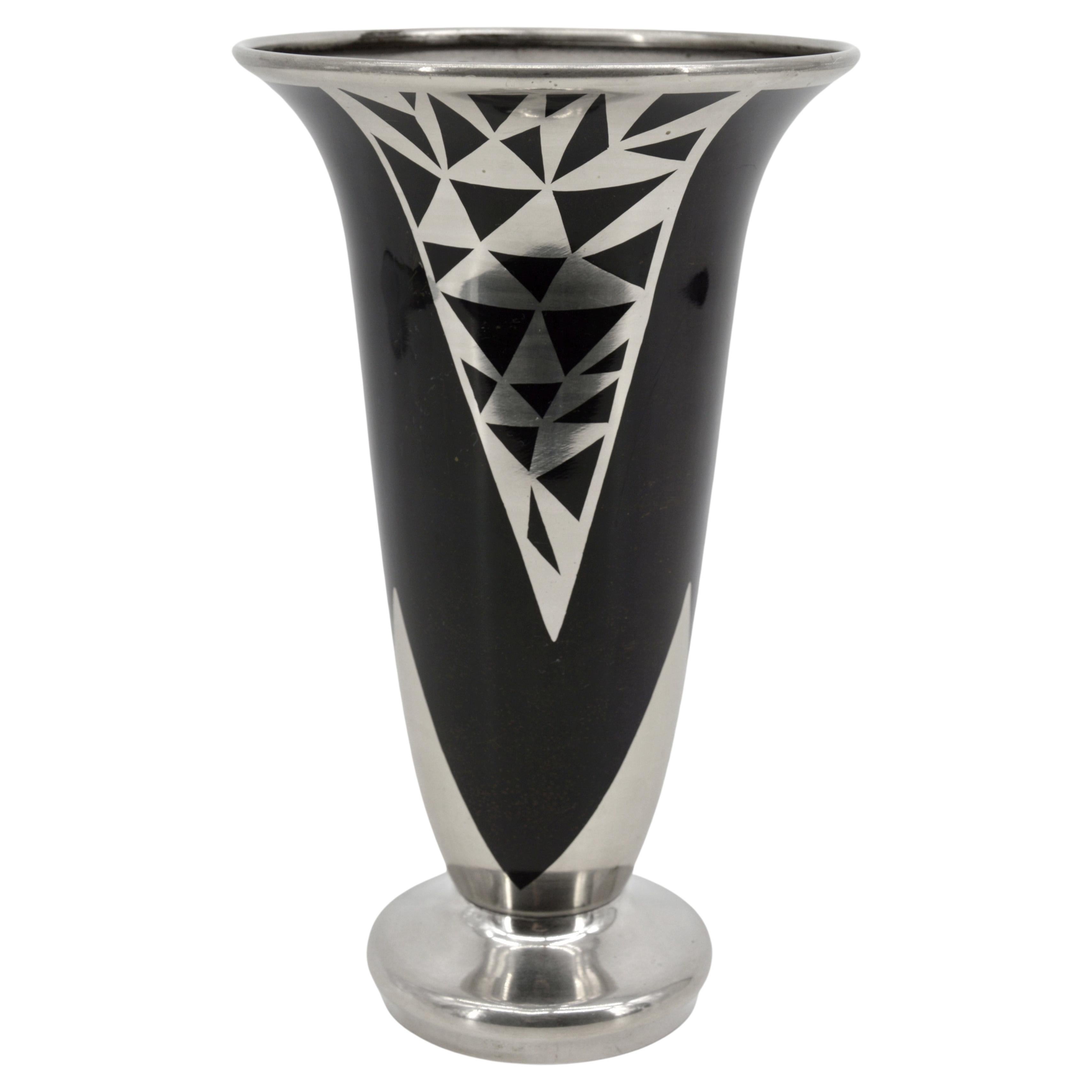 Jacques Douau French Art Deco Brassware Vase, 1937 For Sale