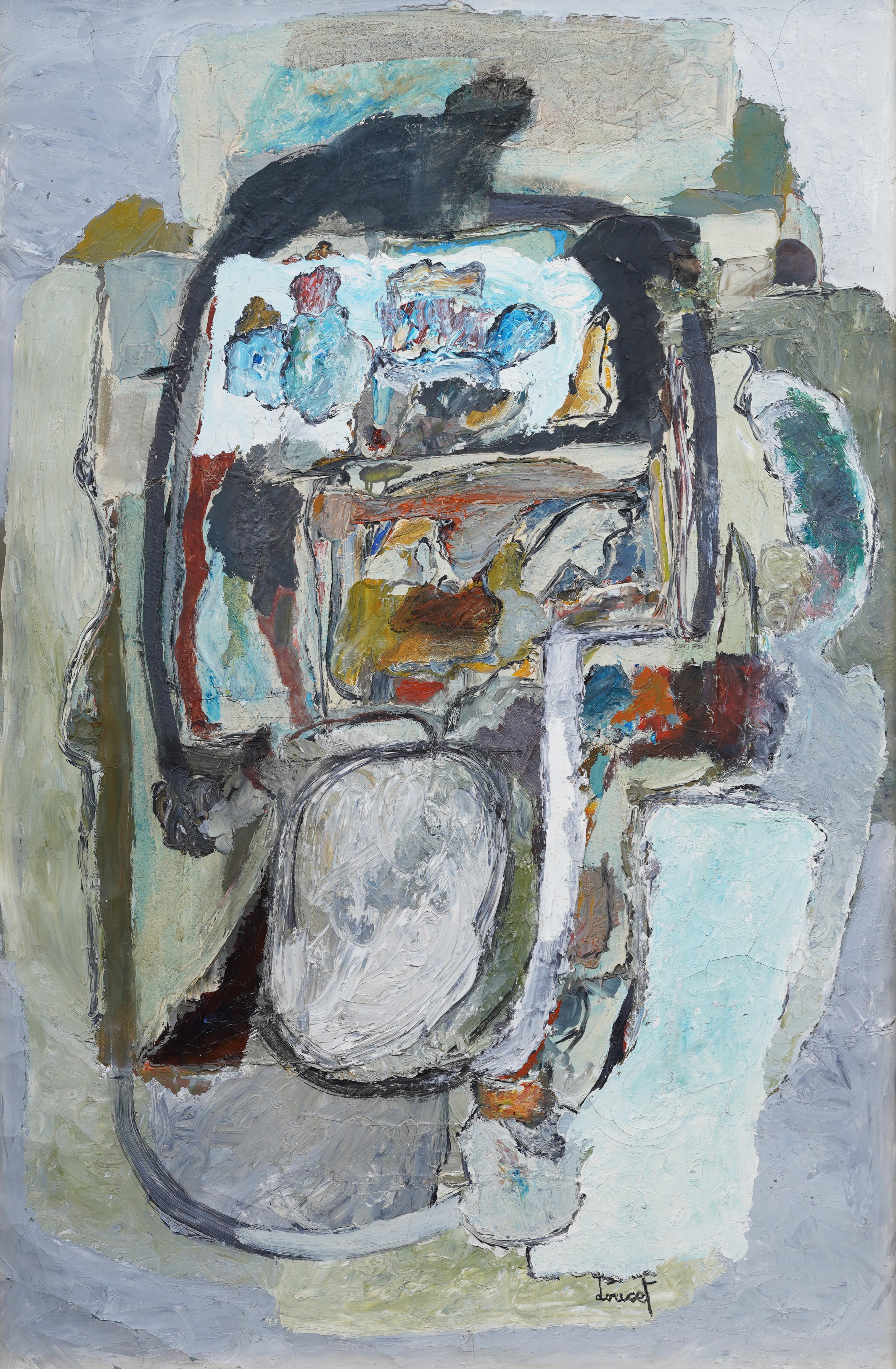 Großes antikes französisches Avantgarde-Ölgemälde des abstrakten Expressionismus, Surreales Ölgemälde (Abstrakt), Painting, von Jacques Doucet 