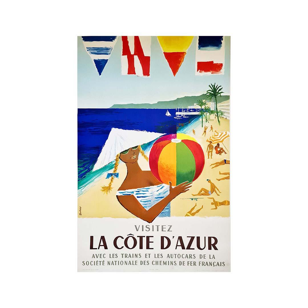 Dubois Visitez la côte d'Azur SNCF 1957 Original Poster Railway French Riviera - Print by Jacques Dubois