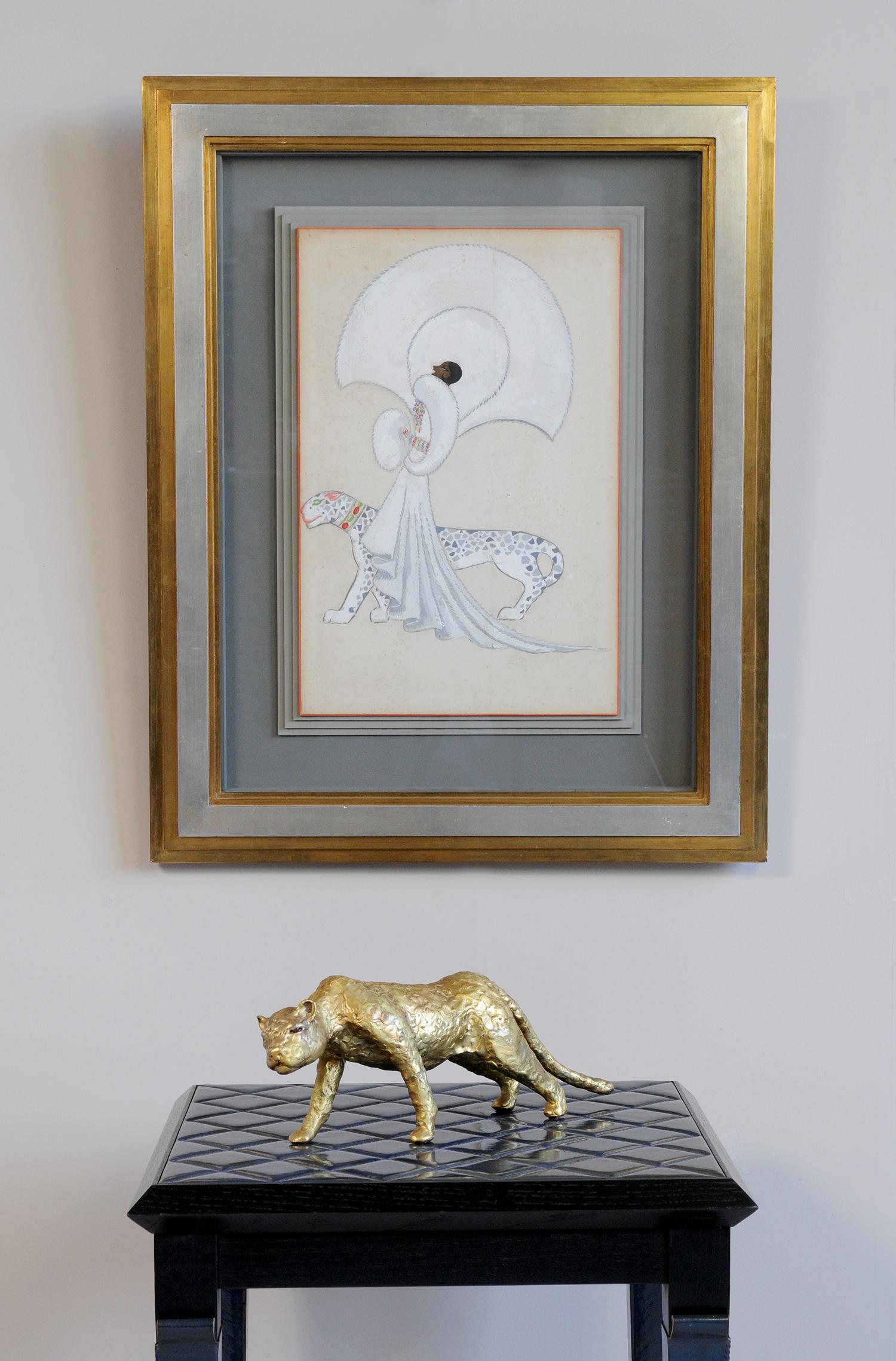 Jacques Duval-Brasseur Panthère in gilded bronze, France, 1970 For Sale 3