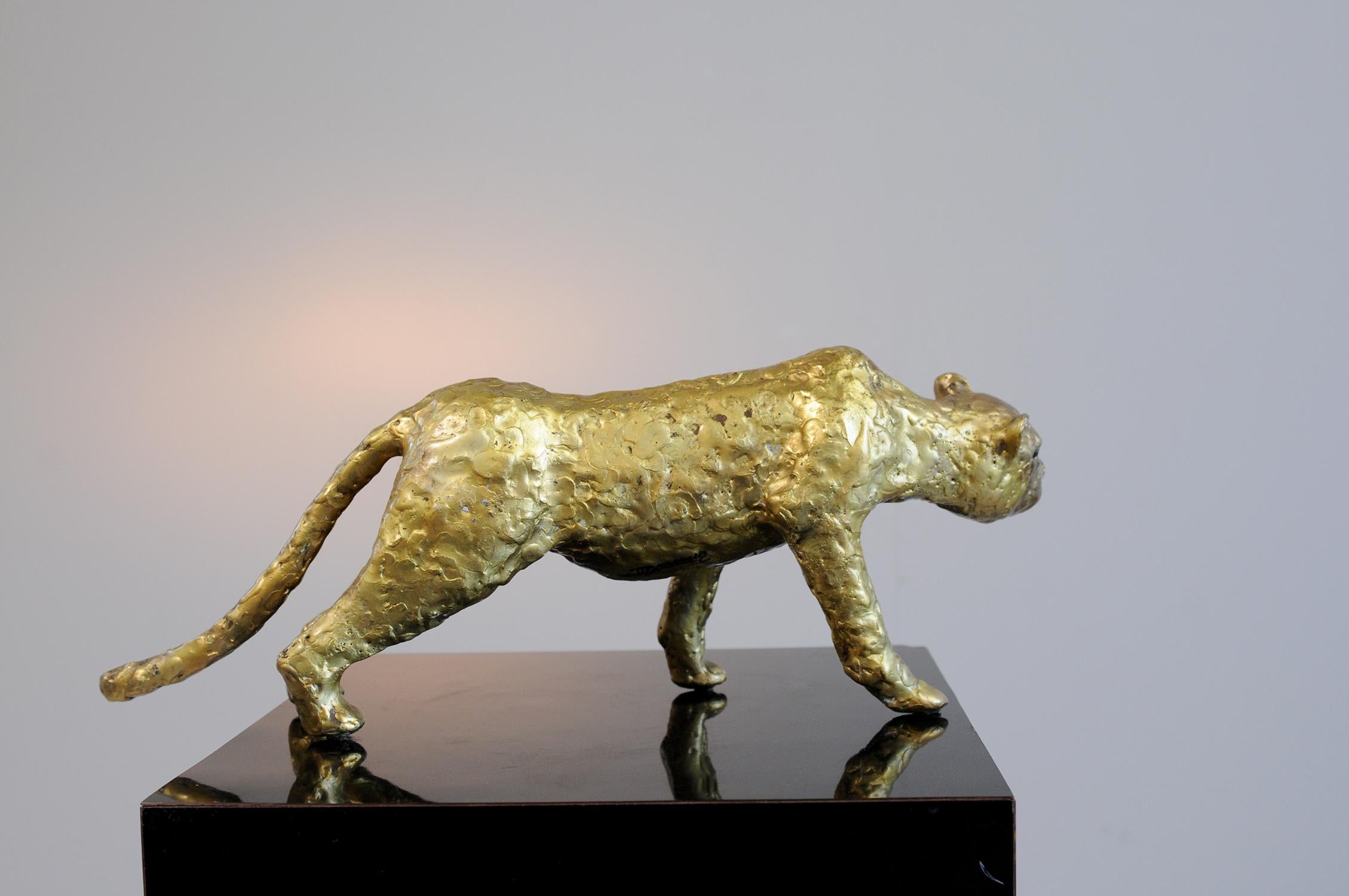 Jacques Duval-Brasseur (1934), panther in gilded bronze, signed under the belly, France, 1970.
Unique piece.