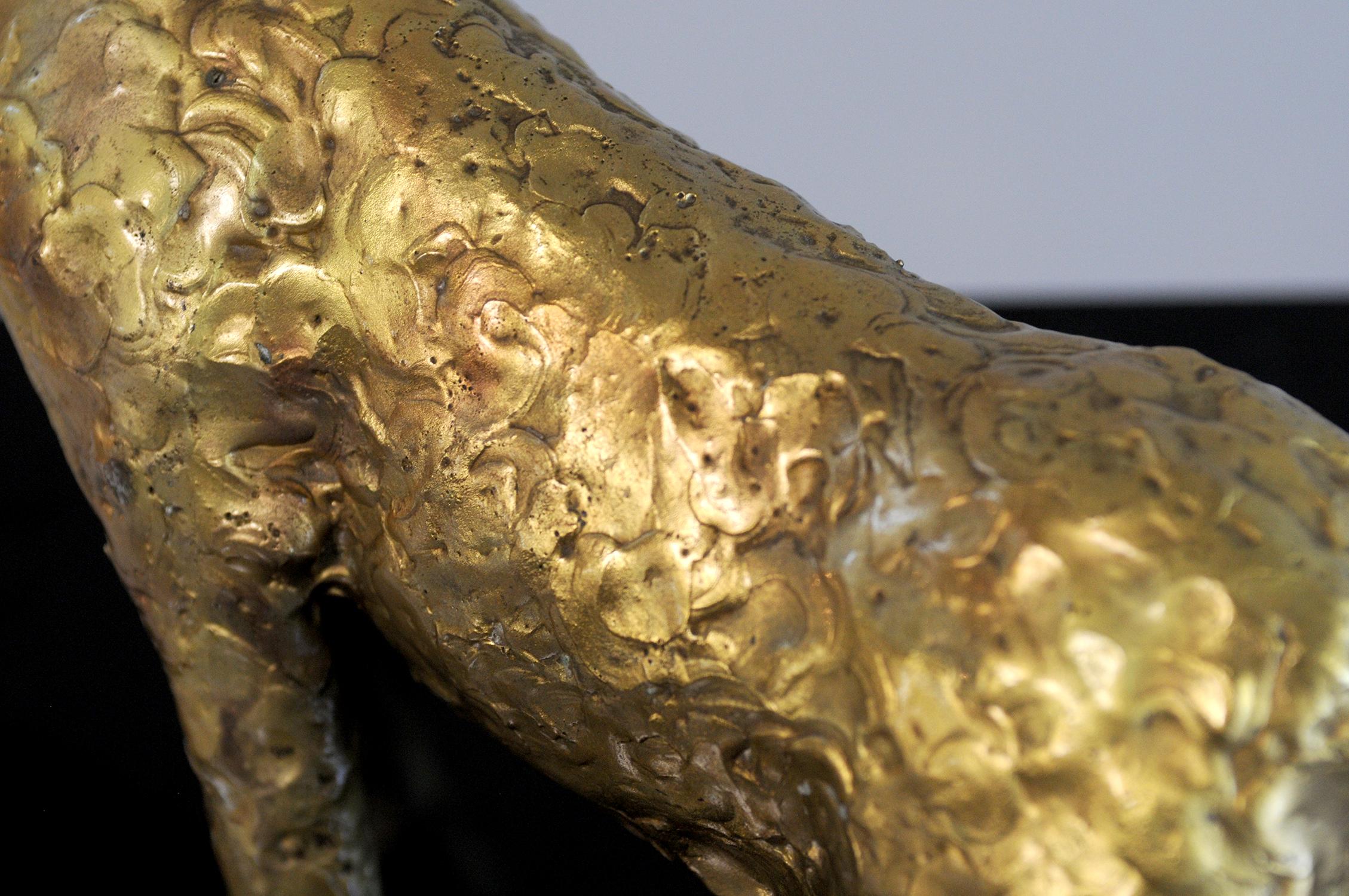Bronze Jacques Duval-Brasseur Panthère in gilded bronze, France, 1970 For Sale