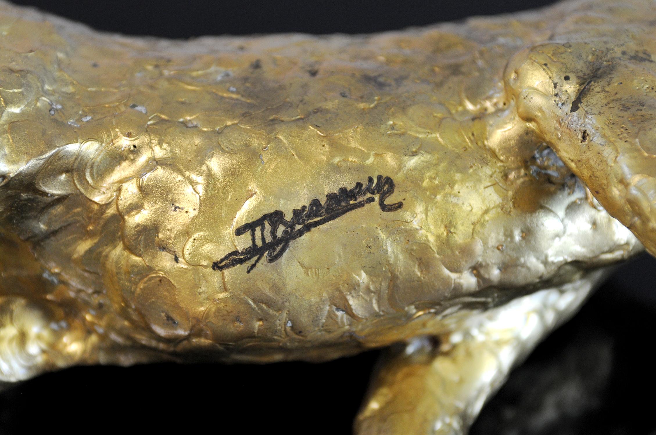 Jacques Duval-Brasseur Panthère in gilded bronze, France, 1970 For Sale 1