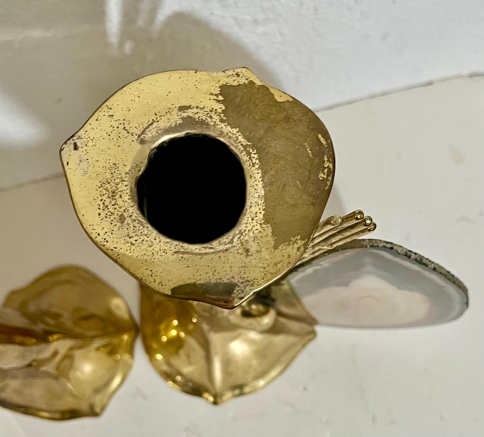 Paar französische Kerzenständer aus Messing und Roh Mineralachat, Skulptur, Kunst, Skulptur, 1970er Jahre im Angebot 5