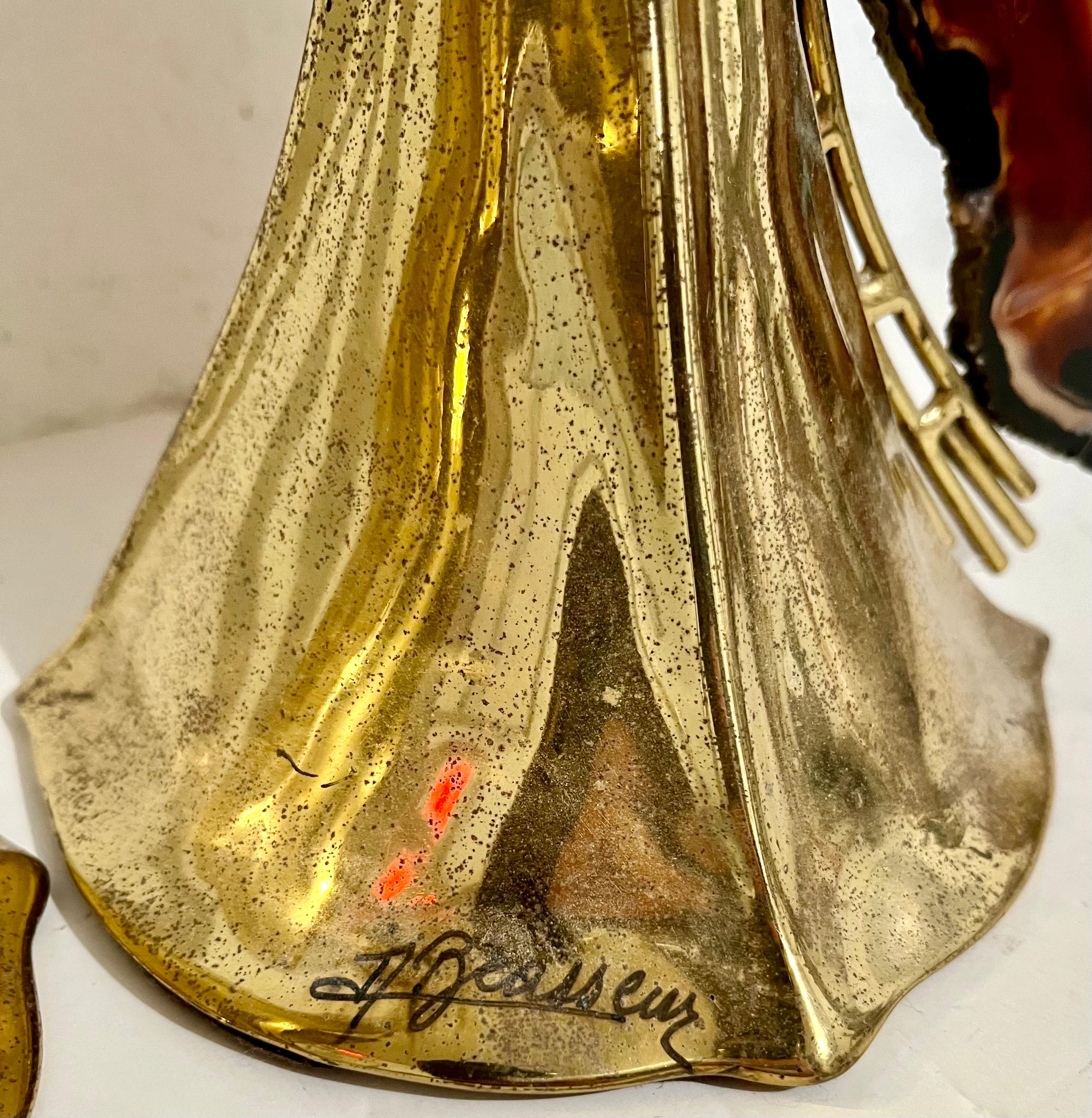 Paar französische Kerzenständer aus Messing und Roh Mineralachat, Skulptur, Kunst, Skulptur, 1970er Jahre im Angebot 7