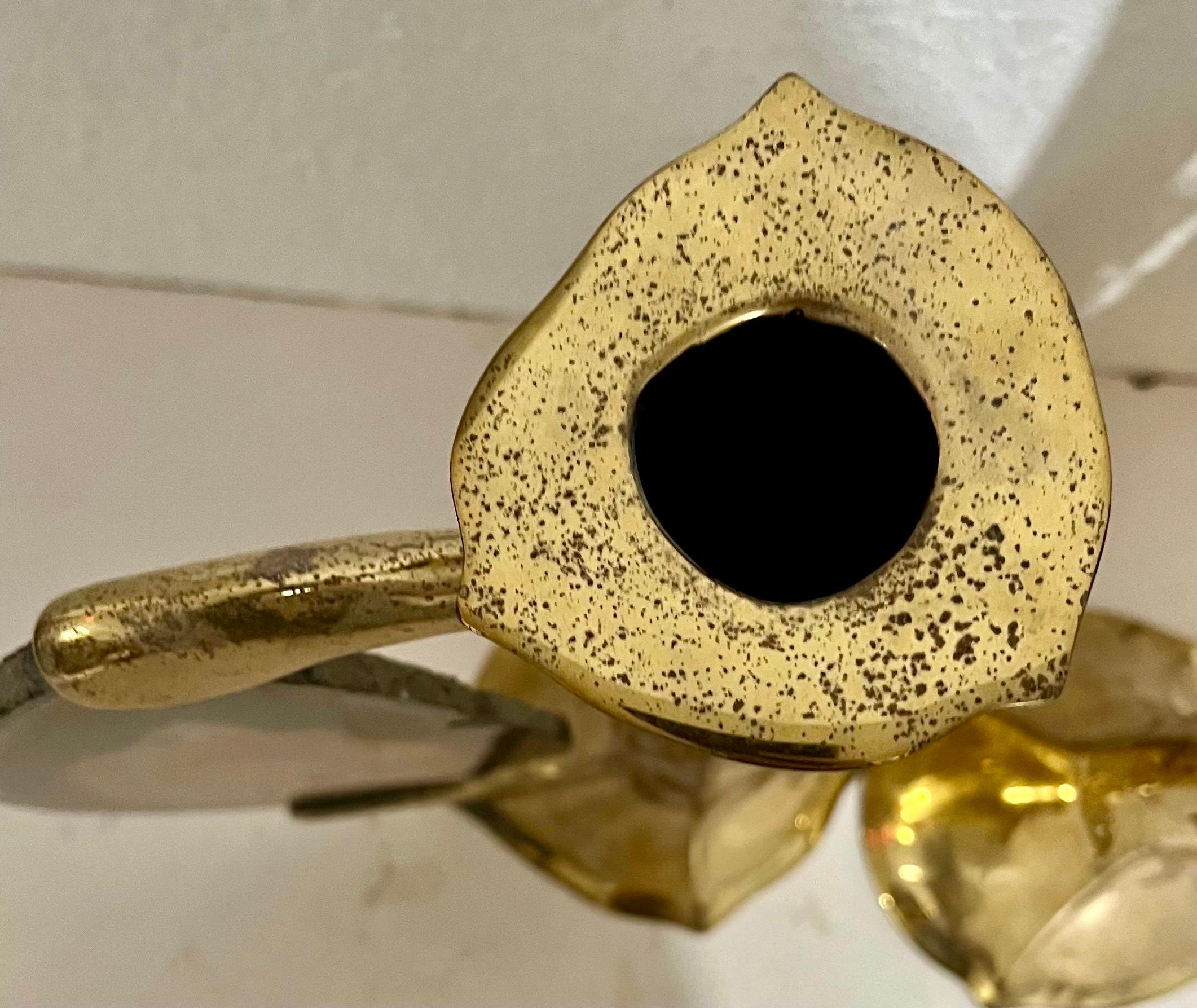 Paar französische Kerzenständer aus Messing und Roh Mineralachat, Skulptur, Kunst, Skulptur, 1970er Jahre im Angebot 1