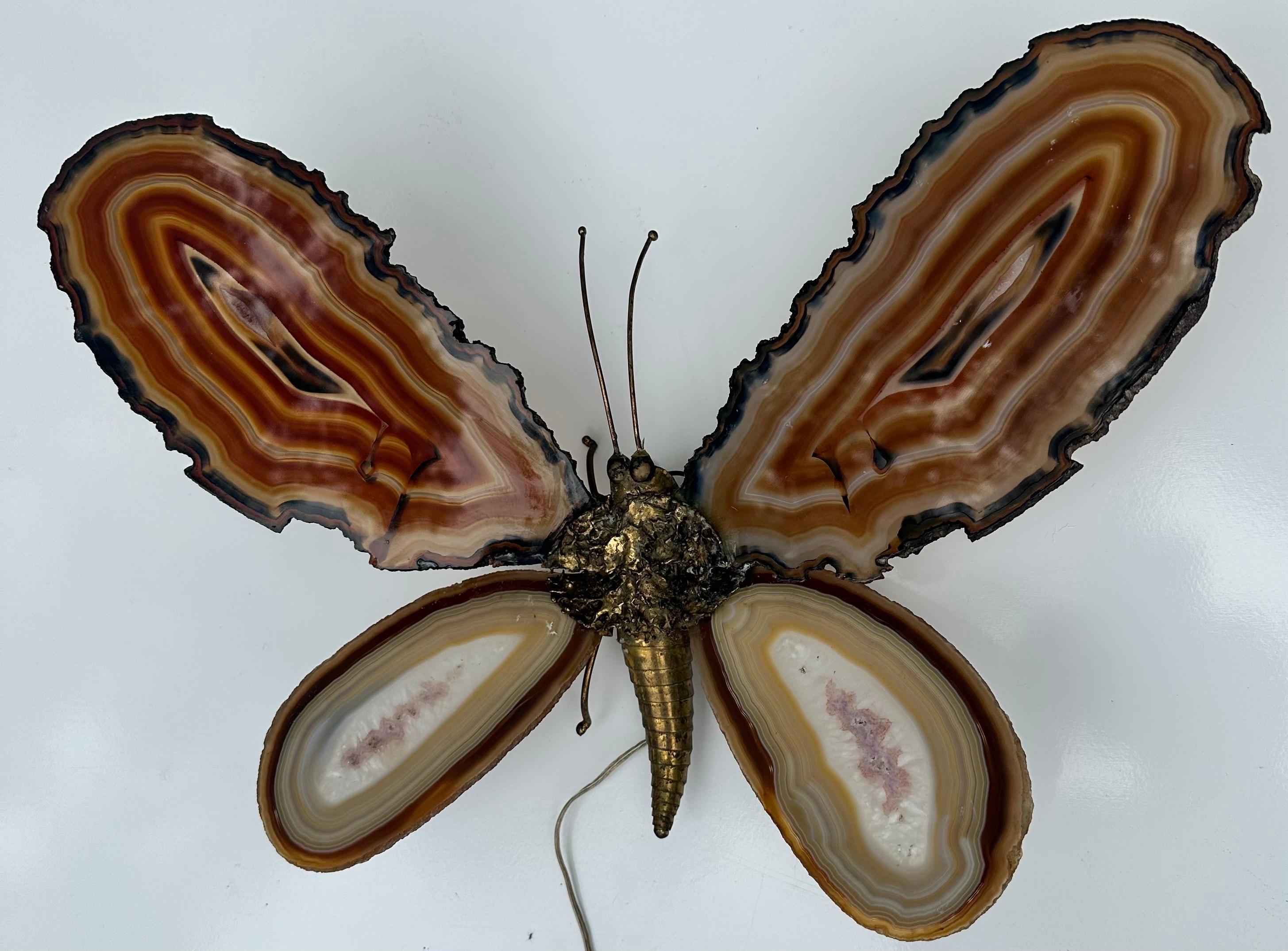 Jacques Duval Brasseur Achat und Messing Schmetterling Wand  Wandleuchter (Französisch) im Angebot