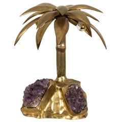 Vintage Jacques Duval Brasseur Amethyst Mounted "Palmier" Table Lamp