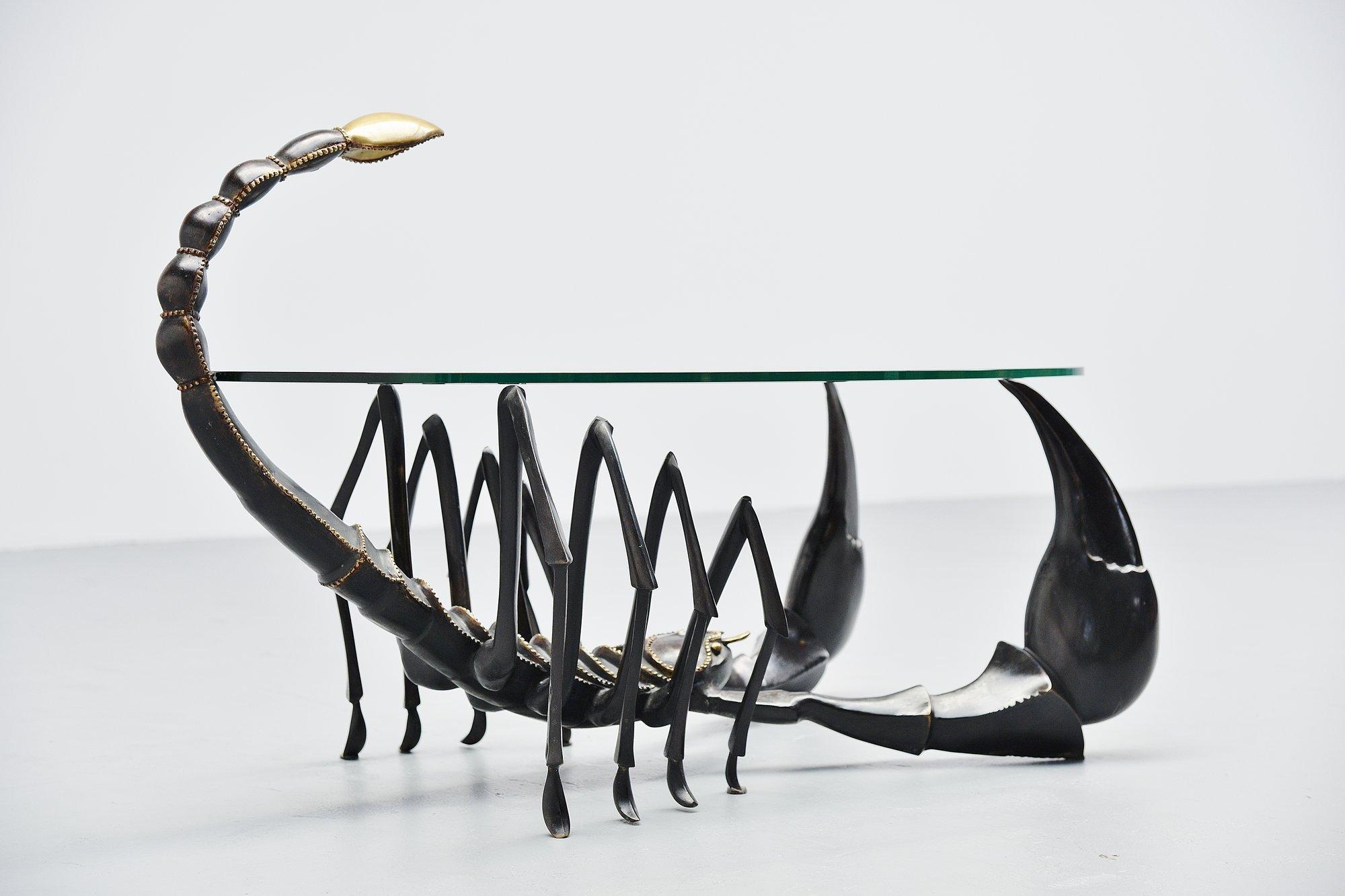 Mid-Century Modern Jacques Duval Brasseur Attributed Scorpion Coffee Table Bronze, France, 1970