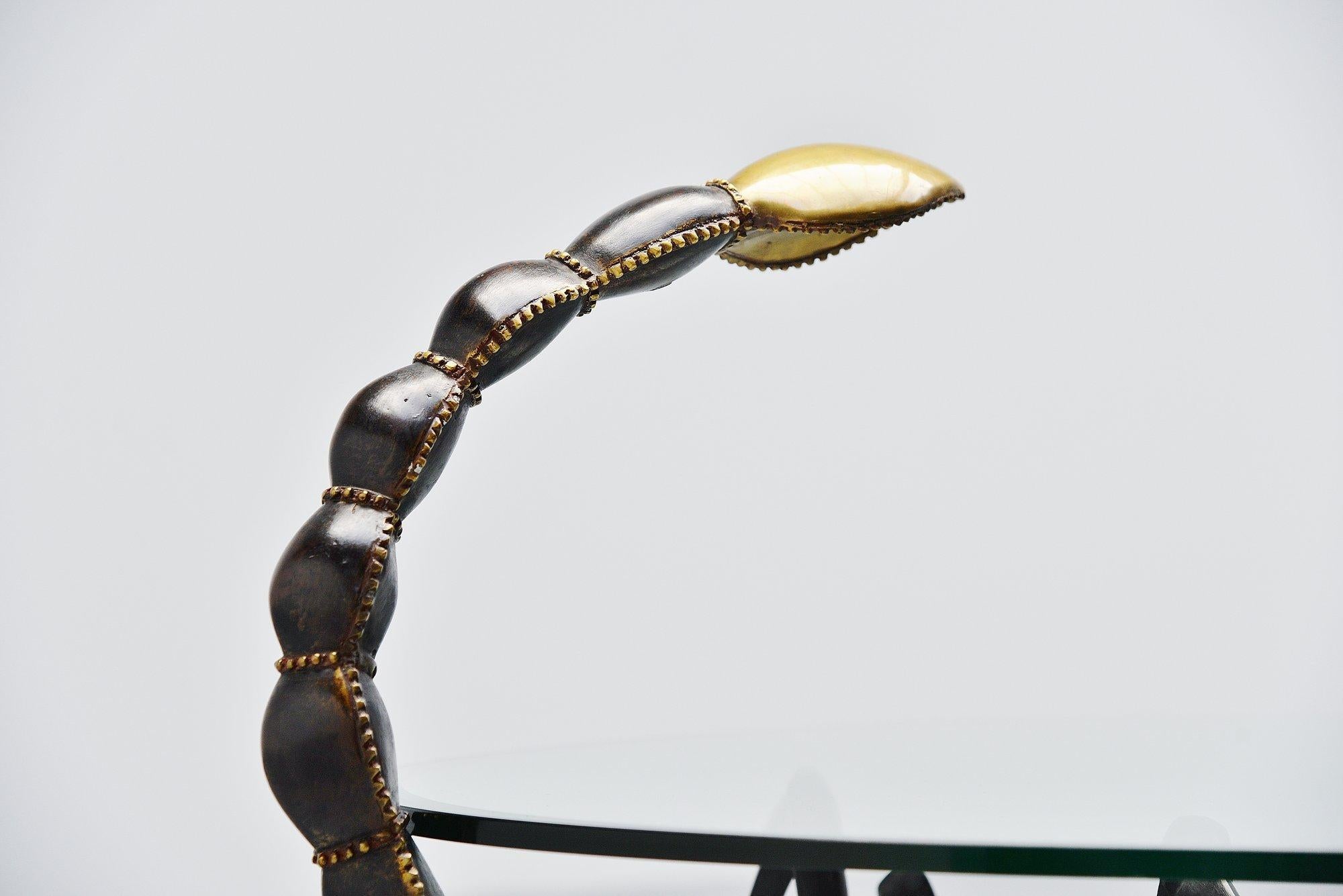 French Jacques Duval Brasseur Attributed Scorpion Coffee Table Bronze, France, 1970