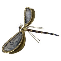 Jacques Duval Brasseur Dragonfly Brass And Agate Sconce