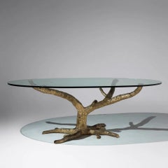 Jacques Duval-Brasseur Gilt Bronze Tree Form Dining Table, France, 1970s, Signed