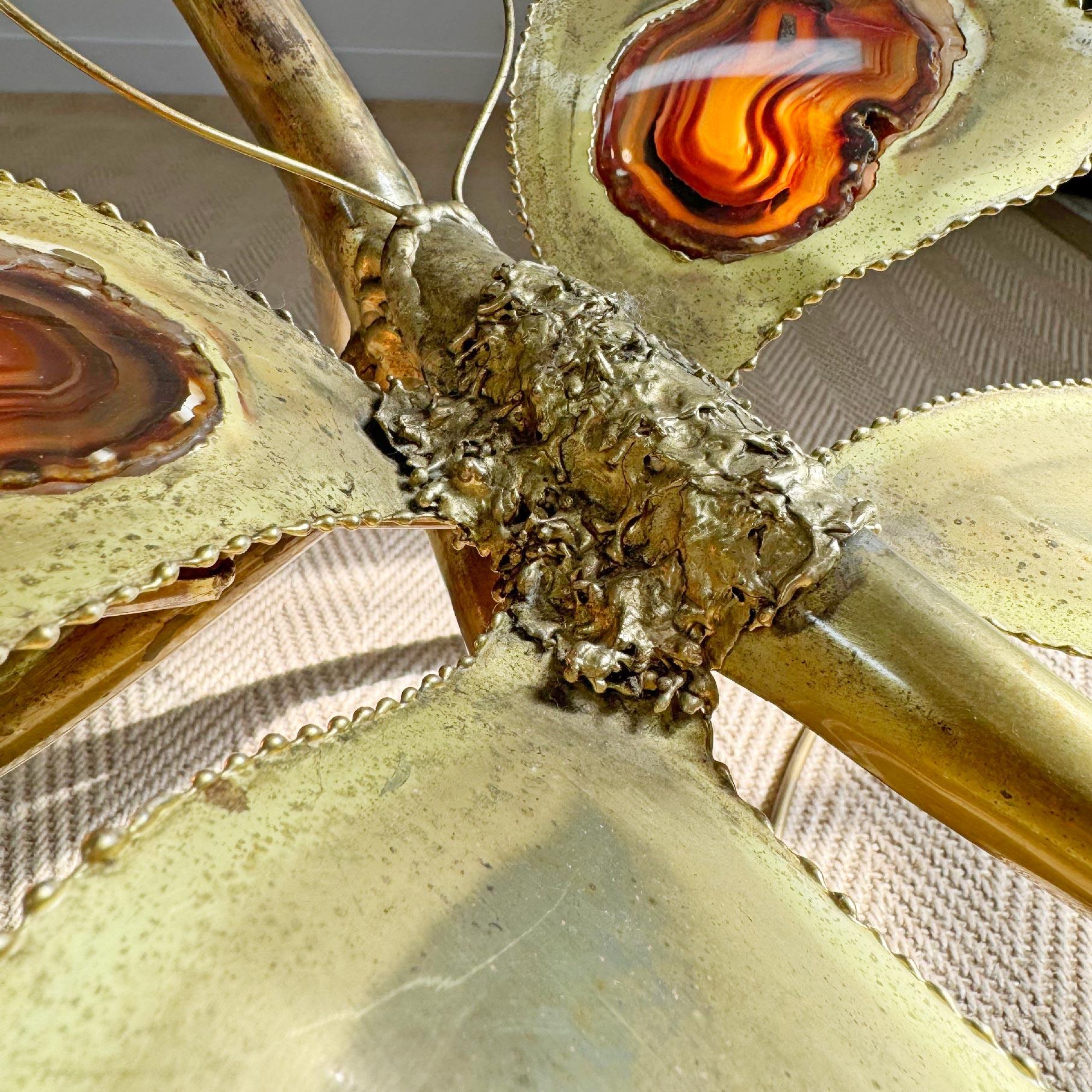 Forged Jacques Duval Brasseur Illuminated Gold Butterfly Coffee Table For Sale