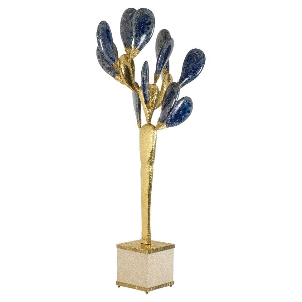 Jacques Duval Brasseur, Grande sculpture de cactus en laiton doré. 1992 en vente