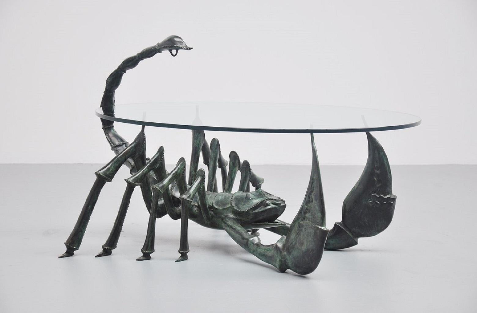 Patinated Jacques Duval-Brasseur Scorpion Coffee Table, France, 1970