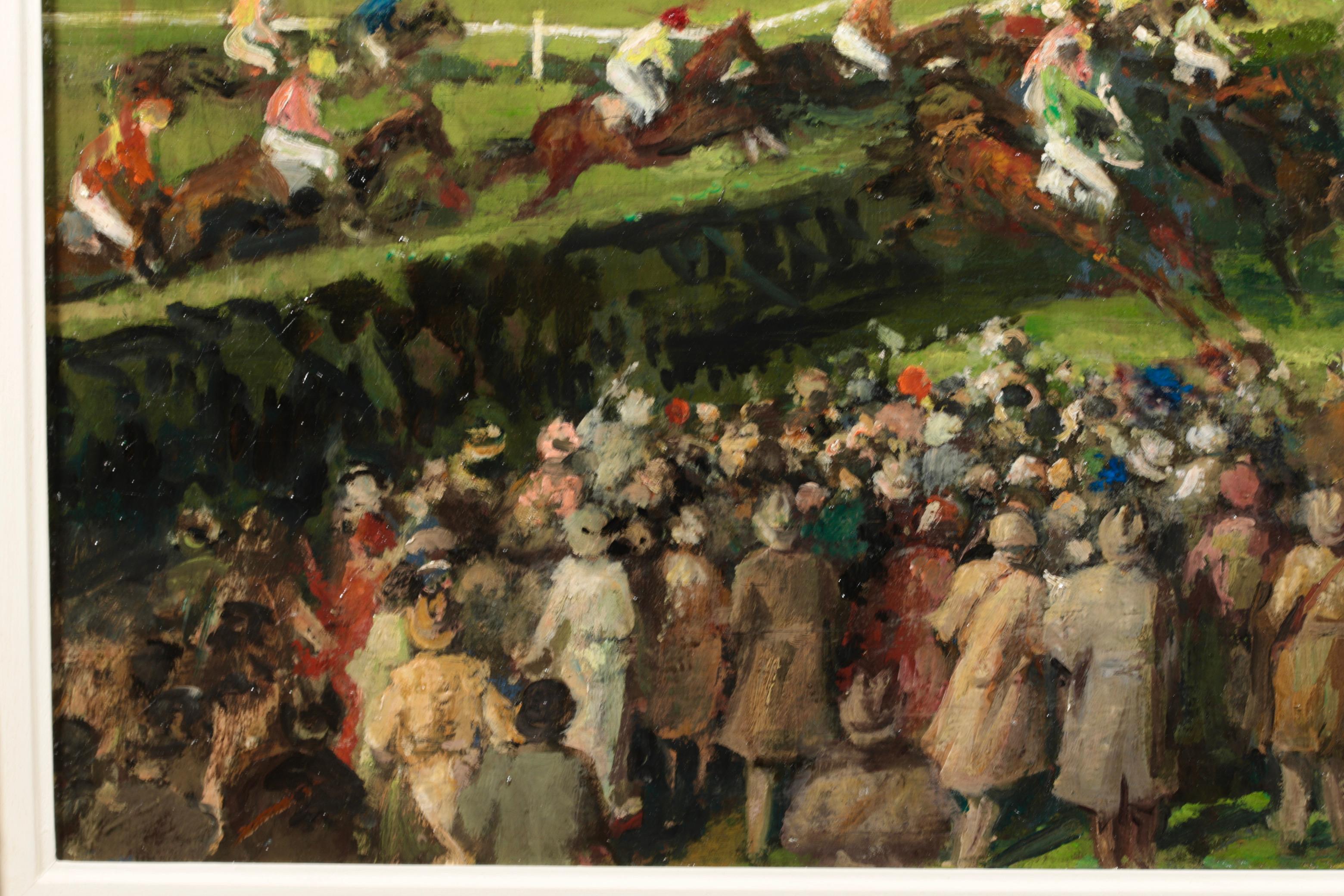 At the Races - Post Impressionist Horses & Figures Oil by Jacques-Emile Blanche 4